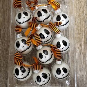 Jack Skellington Pearl Mini Ornaments with Ribbons